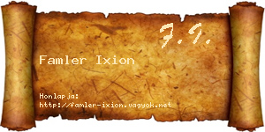 Famler Ixion névjegykártya